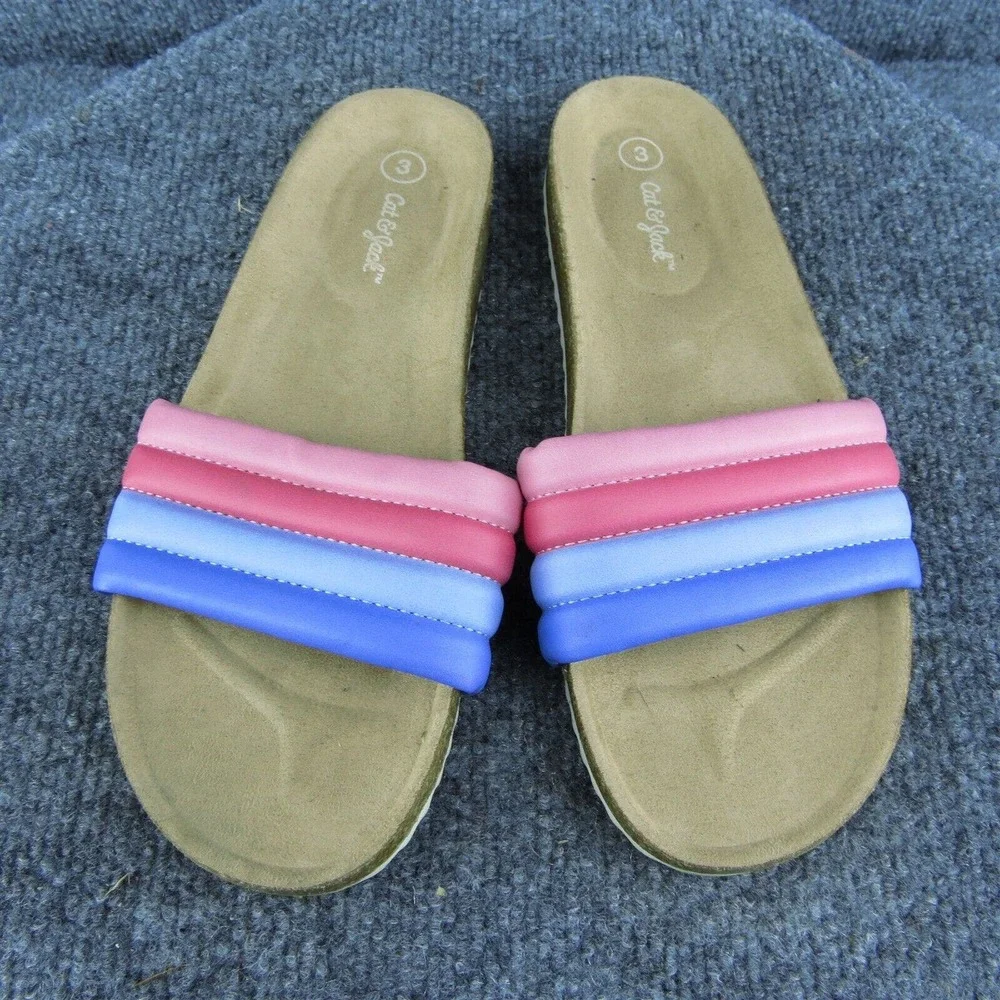Cat & Jack‎ Youth Girls Slide Shoes Multicolor Synthetic Slip On Size 3 Medium